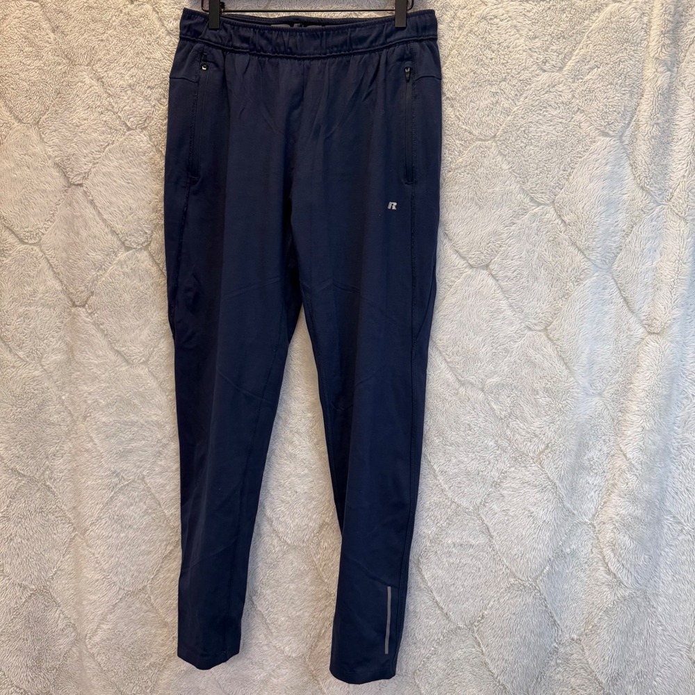 Russell Athletic Men's Medium Navy Performance Jogger Pants Zip Pocket Tapered